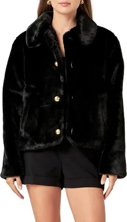 English Factory Faux Fur Jacket in Black at Nordstrom, Size X-Small