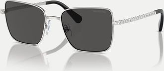 Swarovski Occhiali da sole rotondi argento con lenti grigie