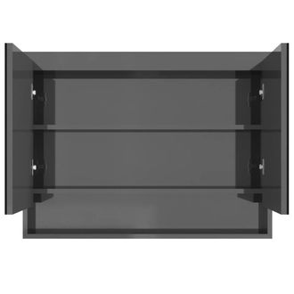 Berkfield Home Durable Bathroom Mirror Cabinet 80x15x60 cm MDF Shining Grey | Size: 80 x 15 x 60 cm