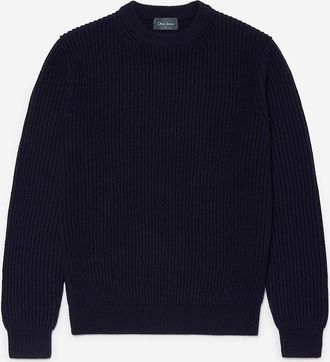 Oliver Sweeney Mens Oliver Sweeney Ribbed Wool Blend Crew Neck Jumper - Black - Size: 38