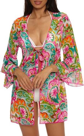 BECCA by Rebecca Virtue La Vie Chiffon Cover-Up Tunic in Pink at Nordstrom, Size Medium