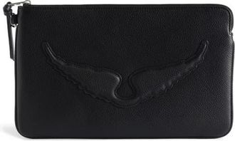 Zadig&Voltaire Angel Leather Clutch in Black at Nordstrom
