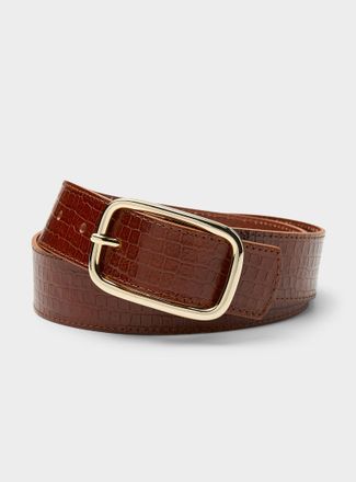 Herbert Fr&egrave;re Soeur Womens Sabin croc leather wide belt