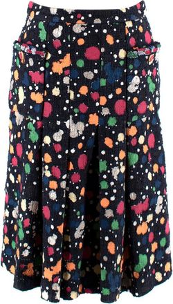 Chanel Cotton Tweed Hand Painted Multicoloured Skirt Size XS