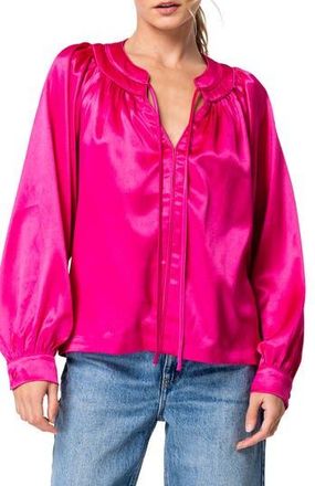 Ciebon Sona Satin Blouse in Berry at Nordstrom Rack, Size X-Small