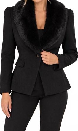 L'agence Kaisley Fur Collar Blazer In Black