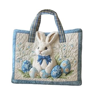 Generic Cute Bunny Handbag, Canvas Easter Tote, 11.8 Inches Tote Bag with Handles, Lightweight Canvas Purse, Reusable Bag with Easy Carry, Outdoor Carrier for