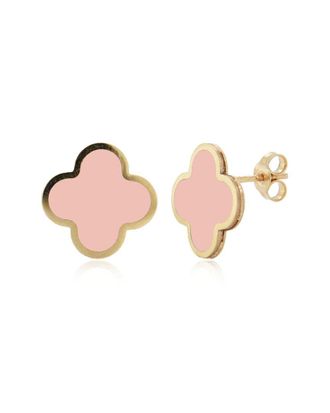 Italian Gold, Inc 14K Light Pink Agate Clover Earrings