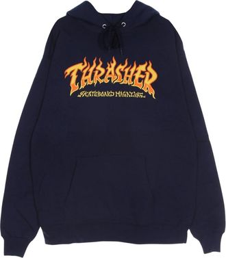 Thrasher Navy Sweatshirt met Fire Logo Hood - Heren - Hoodies - Blauw - XL - Katoen - Hoodies & sweatvesten