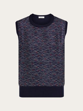 Ferragamo Women Knitted top with silk panel detail Blue