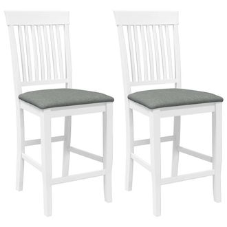 vidaXL Taburetes De Bar Con Cojines, 2 Unidades, Madera Maciza Blanca, Goma Vidaxl