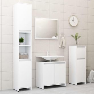 Berkfield Home 4 Piece Bathroom Furniture Set White Engineered Wood