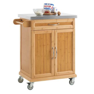 SoBuy Luxus-carrito De Cocina Con Piso De Acero, Estanter&iacute;a De Cocina,carrito De Servir De Bamb&uacute; De Alta Calidad L66xp45xa90cm,fkw13-n Sobuy Es