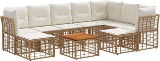 vidaXL Conjunto De Sof&aacute;s De Exterior 10 Uds. 9 Plaza Natural Y Crema Vidaxl