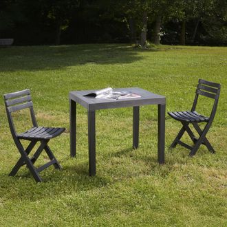 Dmora Sal&oacute;n De Jard&iacute;n Dlibutt, Conjunto De Jard&iacute;n Con 1 Mesa Rectangular Y 2 Sillas Plegables, Pic Nic Conjunto Interior Y Exterior, 100% Made In Italy, Ant