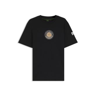 BOSS Relaxed-fit T-shirt in cotton with tennis artwork