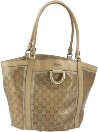 Gucci Pre-owned Tote Bags, female, Beige, Size: ONE SIZE Pre-owned Canvas Tote Bag