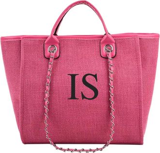 Generic Personalised Pink Large Chain Initial Tote Bags