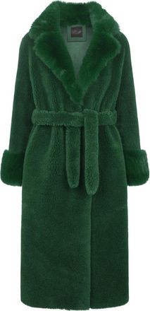 Americandreams Farah Belted Teddy Coat - Dames - Jas met riem - Groen - S - Leer - Jassen