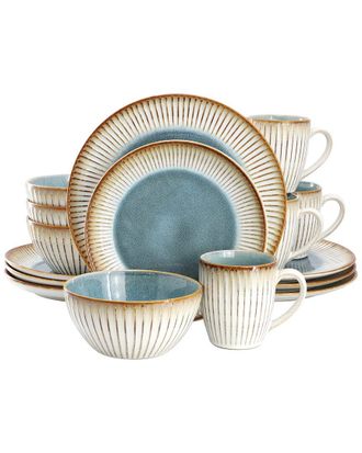 Elama Louann 16Pc Stoneware Dinnerware Set