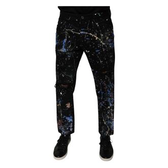 Dolce & Gabbana Color Splash Cotton Skinny Denim Jeans - female - Dolce & Gabbana - Cropped Jeans - Black - M - Jeans