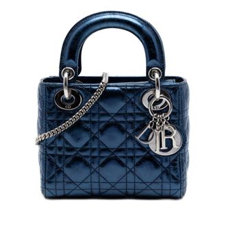 Dior Pre-owned Dior Mini Metallic Calfskin Cannage Lady Dior Ladies 3AB0AGTB0VIO8U2P