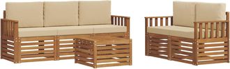 vidaXL Conjunto De Sof&aacute;s De Exterior 6 Uds. Natural Y Beige Vidaxl