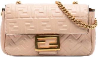Fendi Pre-owned Cross Body Bags, female, Pink, Size: ONE SIZE Pre-owned Leather Cross Body Bag