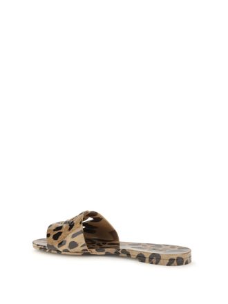 Dolce & Gabbana Womens Rubber Sandals Leopard Print Brown