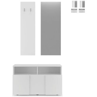 Calicosy Set 3 Piezas Con Peque&ntilde;o Mueble, Perchero De Pared Y Espejo Dama - H165 Cm