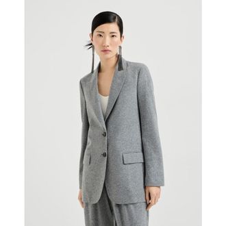 Brunello Cucinelli WomenS Dark Grey Wool Relaxed Blazer, Size 8