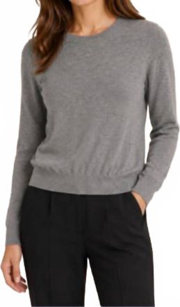 Minnie Rose Supima Long Sleeve Crew Top In Ash Grey