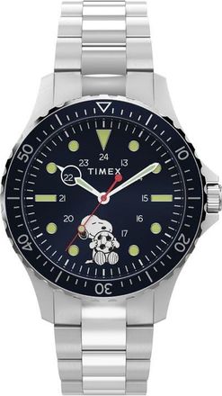Timex Peanuts x Timex Snoopy Soccer 41mm Staineless Steel Watch in Blue/Stainless Steel at Nordstrom