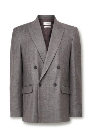 Frame Denim Double-Breasted Virgin Wool-Flannel Suit Jacket