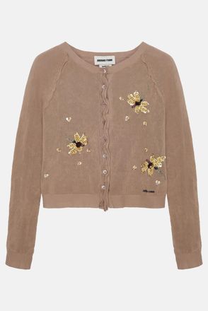 Shushu/Tong Cardigan Con Motivi Floreali E Perline