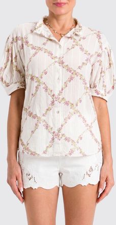 Twinset Camicia in cotone a stampa floreale con maniche a palloncino