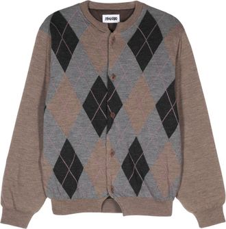 Magliano argyle-intarsia cardigan - men - Cotton/Wool/Polyester - S - Grey