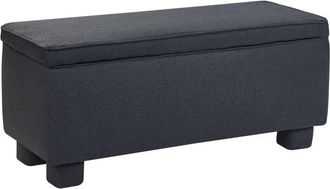 Beliani Storage Bench Black Fabric Easy-to-Clean Upholstery Wooden Legs Lift Up Top Hallway Modern ITHACA