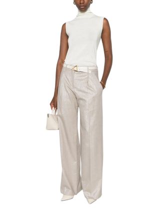 Brunello Cucinelli Beige Relaxed Pleated Pant