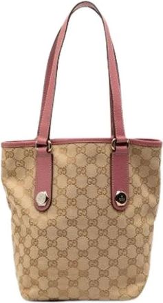 Gucci Pre-owned Shoulder Bags, female, Beige, Size: ONE SIZE Pre-owned Canvas Tote