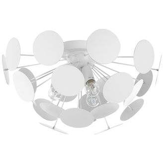 Beliani L&aacute;mpara De Techo Hemisferio De Metal Blanco Pantalla De C&iacute;rculos 2 Bombillas Art Deco Estilo Industrial Maritsa