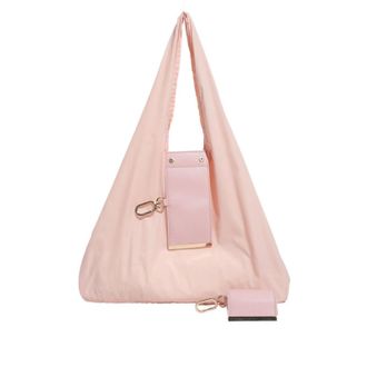 Generic Keychain Tote Bag, Foldable Expandable Mini Tote with Key Ring Bag Compact for Shopping Travel Daily Use (Pink,39 * 28 * 7CM)