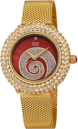 Bürgi Swirl Quartz Diamond Red Dial Ladies Watch BUR259YGR