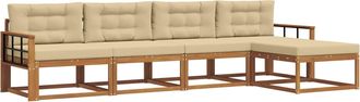 vidaXL Conjunto De Sof&aacute;s De Exterior 5 Uds. Natural Y Beige Vidaxl