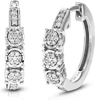 Vir Jewels 1/5 cttw Lab Grown Diamond Hoops Earrings in Sterling Silver With Hidden Post For Women