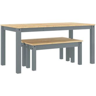 vidaXL Vidaxl - 3 Piece Dining Set Panama Grey Solid Wood Pine