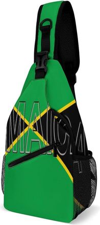 Generic Jamaican Flag Unisex Shoulder Bags Casual Crossbody Chest Bag Sling Backpack for Hiking Cycling Travel