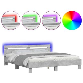 Berkfield Home Bed Frame with LED Frame Concrete Grey 180x200 cm Super King