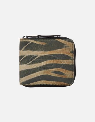 Diesel Mens DIESEL Hiresh Mens Coin Purse Zipped Round Bi Fold Mini Wallets Military Green