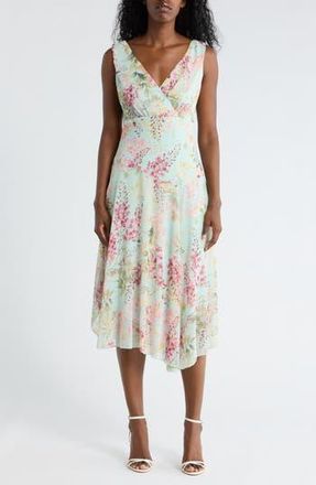 Connected Yoryu Asymmetric Midi Dress in Aqua at Nordstrom Rack, Size 16